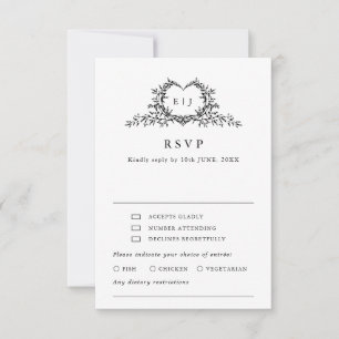 Minimalistisches Monogramm Kalligrafie-Wappen Esse RSVP Karte
