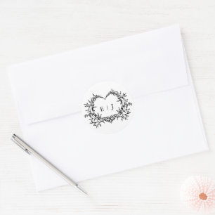 Minimalistisches Monogramm-Kalligrafie-Wappen-Hoch Runder Aufkleber