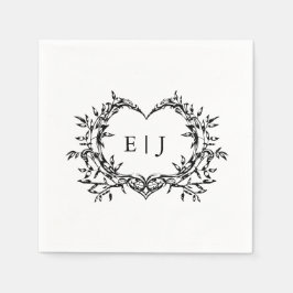 Minimalistisches Monogramm Kalligrafie-Wappen Hoch Serviette