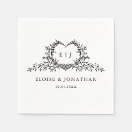 Minimalistisches Monogramm Kalligrafie-Wappen Hoch Serviette