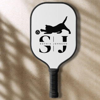 Minimalistisches Monogramm, Katzenpaddel Pickleball Schläger