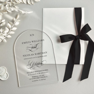 Minimalistisches Monogramm Klassische Hochzeit Acryleinladungen