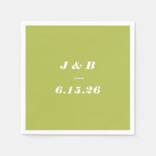 Minimalistisches Monogramm Limettengrün Hochzeit i Serviette