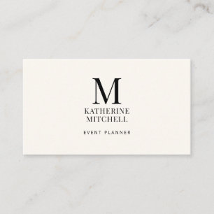Minimalistisches Monogramm Luxus Schwarz/Elfenbein Visitenkarte