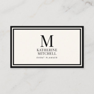 Minimalistisches Monogramm Luxus Schwarz/Elfenbein Visitenkarte