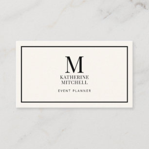 Minimalistisches Monogramm Luxus Schwarz/Elfenbein Visitenkarte