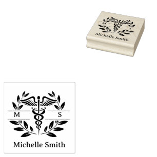 Minimalistisches Monogramm Medizinisches Symbol Ar Gummistempel