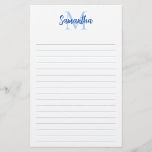 Minimalistisches Monogramm mit blauer Linse Briefpapier