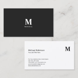Minimalistisches Monogramm mit Initial auf Dunkelg Visitenkarte