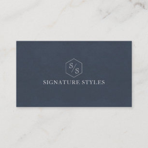 Minimalistisches Monogramm Mitternachtsblau Visitenkarte