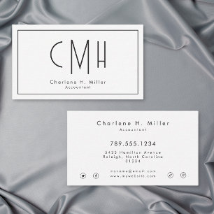 Minimalistisches Monogramm Modern Professionell Visitenkarte
