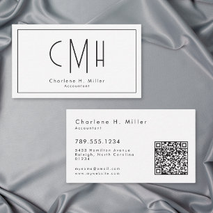 Minimalistisches Monogramm Modernes QR-Code-Profil Visitenkarte