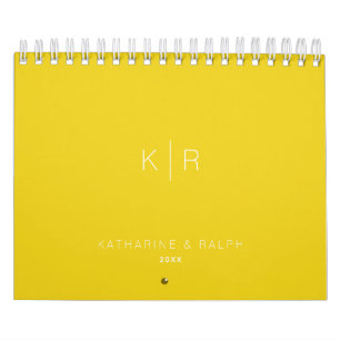 Minimalistisches Monogramm Mustard Yellow Newlyn-F Kalender