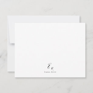 Minimalistisches Monogramm Name Elegant Weiß Mitteilungskarte