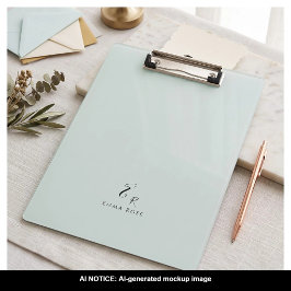 Minimalistisches Monogramm Name Elegantes Mintgrün Klemmbrett