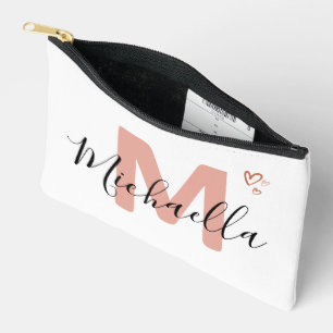 Minimalistisches Monogramm Name Mädchen Schrift Zubehörtasche