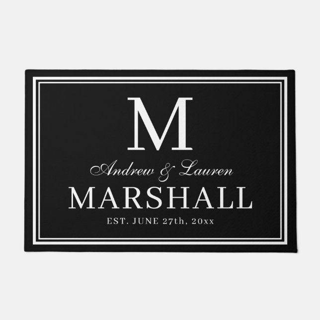 Minimalistisches Monogramm, neu verheiratet Fußmatte (Vorderseite)