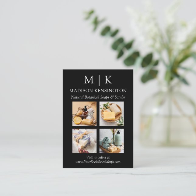 Minimalistisches Monogramm oder Add-Logo-Business  Visitenkarte (Stehend Vorderseite)
