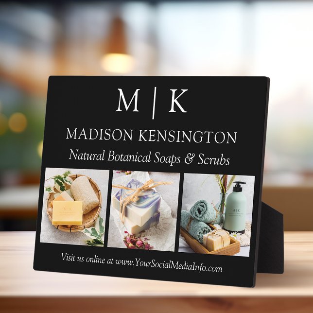 Minimalistisches Monogramm oder Add-Logo-Foto 3 Fotoplatte (Edit to Customize text, colors and more)