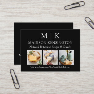 Minimalistisches Monogramm oder Add-Logo-Foto 3 Visitenkarte