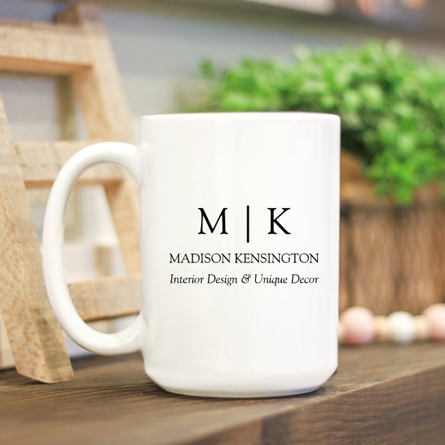 Minimalistisches Monogramm oder Business-Logo groß Kaffeetasse (Edit to Customize text, colors and more)