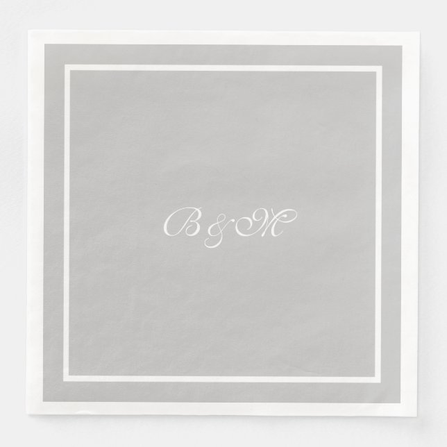 Minimalistisches Monogramm . paar Initialen auf gr Serviette (Vorderseite)