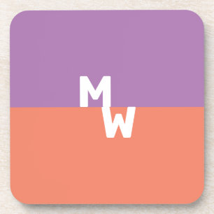 Minimalistisches Monogramm-Quadrat Pastell QR Code Getränkeuntersetzer