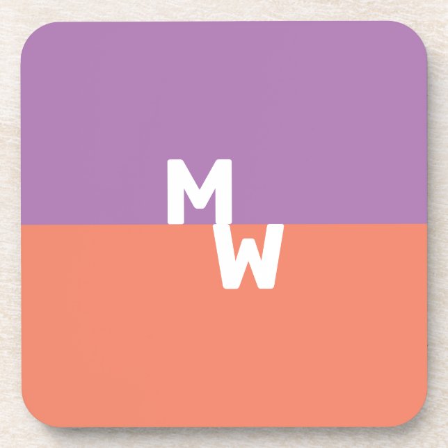 Minimalistisches Monogramm-Quadrat Pastell QR Code Getränkeuntersetzer (Vorderseite)