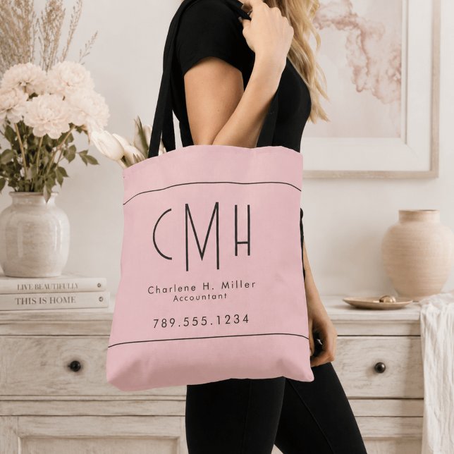 Minimalistisches Monogramm Rosé Modern Professione Tasche (Von Creator hochgeladen)
