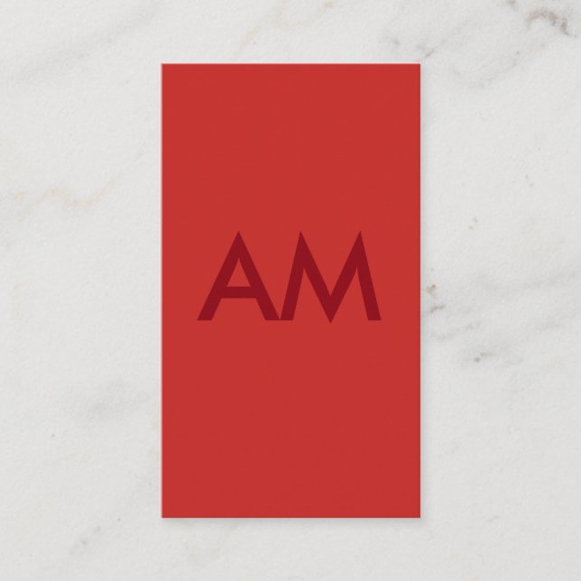 Minimalistisches Monogramm Rot Visitenkarte (Vorderseite)