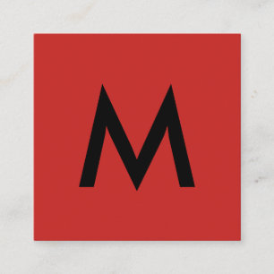 Minimalistisches Monogramm Rotes Schwarz Quadratische Visitenkarte