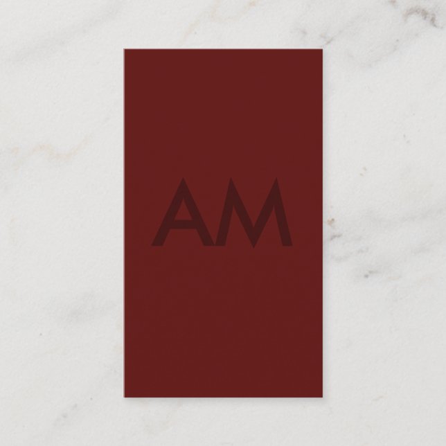 Minimalistisches Monogramm Rotes Subtil Visitenkarte (Vorderseite)