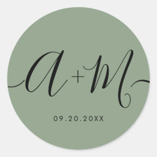 Minimalistisches Monogramm Schriftzug Individuelle Runder Aufkleber