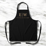 Minimalistisches Monogramm Schürze<br><div class="desc">Mit dieser Minimalistischen Monogram-Schürze können Sie mit dieser Schwarz-Gold-Technologie stilvoll kochen, kreieren oder handwerklich arbeiten. Diese Schürze mit einem schwarzen Tuch und einem kühnen Imitat mit Goldmonogramm verbindet Alltagsfunktionen mit erhöhtem Design. Ideal für Koch, Bäcker, Künstler oder alle, die eine personalisierte Touch Lieben, es beinhaltet verstellbare Gurte und geräumige Taschen...</div>