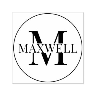 Minimalistisches Monogramm Schwarz-Grau Permastempel
