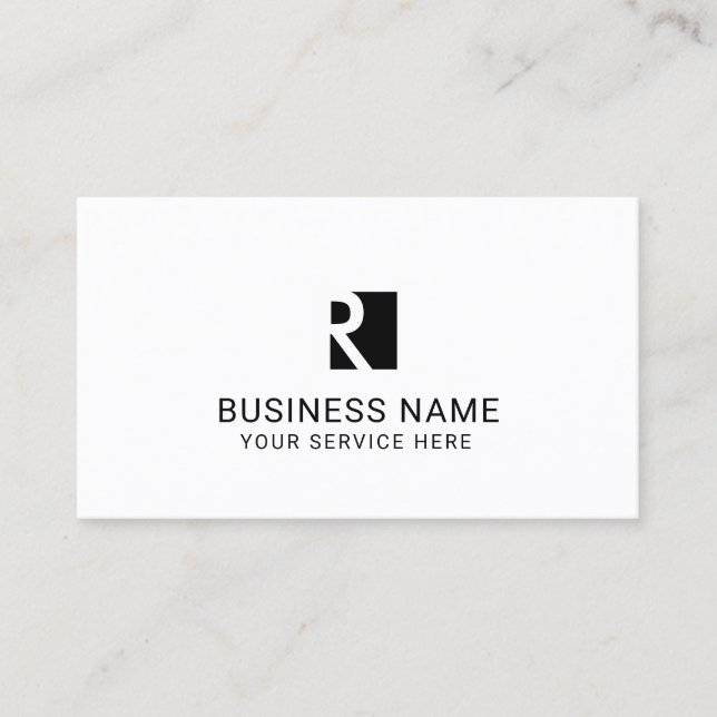 Minimalistisches Monogramm-Schwarz-Logo beruflich Visitenkarte (Vorderseite)
