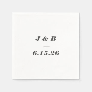 Minimalistisches Monogramm Schwarz Weiß Benutzerde Serviette