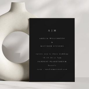 Minimalistisches Monogramm Schwarz Weiß Moderne Ho Einladung