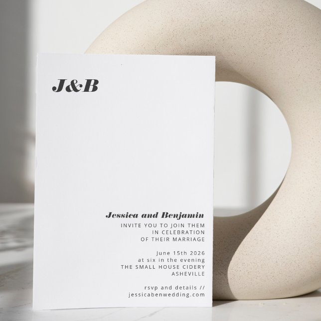 Minimalistisches Monogramm Schwarz-weiß Stilvolle  Einladung (Von Creator hochgeladen)