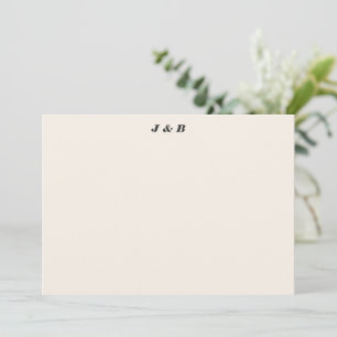 Minimalistisches Monogramm Schwarze und Elfenbein- Dankeskarte