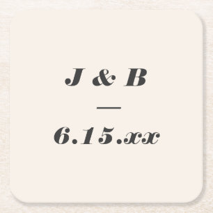 Minimalistisches Monogramm Schwarze und Elfenbein- Rechteckiger Pappuntersetzer