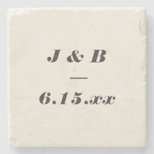 Minimalistisches Monogramm Schwarze und Elfenbein- Steinuntersetzer