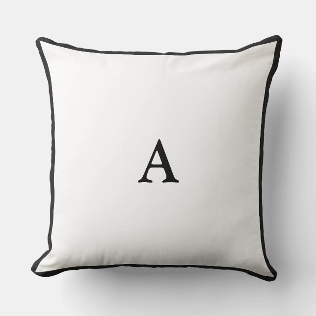 Minimalistisches Monogramm-Schwarzes Border-Kissen Kissen (Vorderseite)