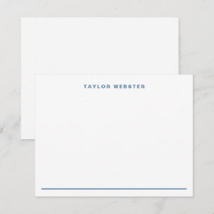 Minimalistisches Monogramm Staubblauer Rand Fettge Mitteilungskarte