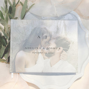 Minimalistisches Monogramm Verlobungsfoto Hochzeit Gästebuch