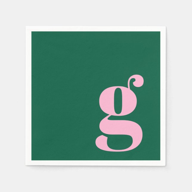 Minimalistisches monogrammiertes Initial in Rosa u Serviette (Vorderseite)