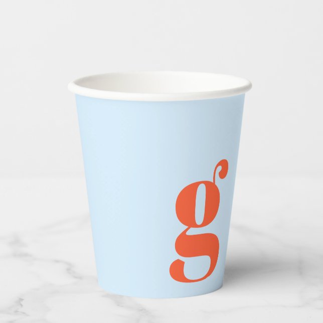 Minimalistisches monogrammiertes Retro-Initial in  Pappbecher (Vorderseite)