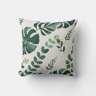 Minimalistisches Monstera- und Grünmuster - Modern Kissen