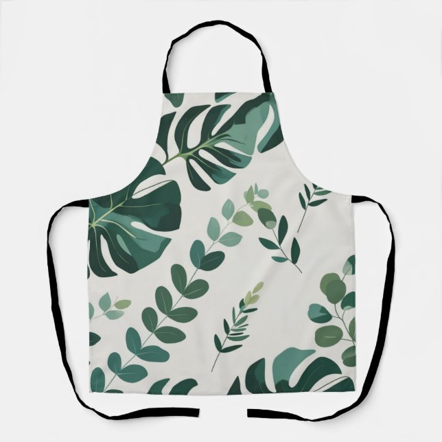 Minimalistisches Monstera- und Grünmuster - Modern Schürze (Vorderseite)