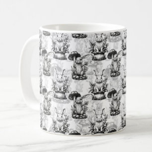 Minimalistisches Mushroom-Kaninchenmuster Kaffeetasse